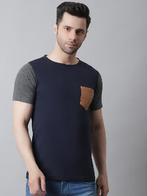 THE MINI NEEDLE Mens Solid Blue Tshirt