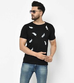 THE MINI NEEDLE Mens Printed Black Tshirt