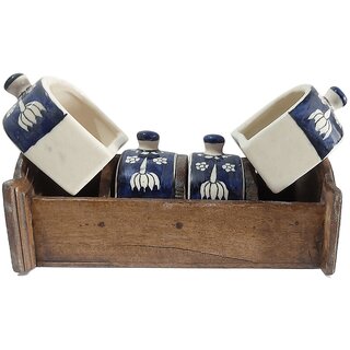                       The Allchemy Wooden spice box of 4 (color blue)                                              