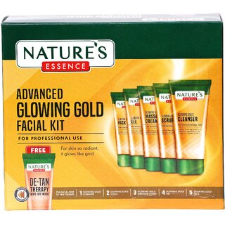                       Natures Essence Glowing Gold Facial Kit (500gm+100ml)                                              