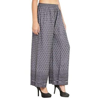 TNQ Rayon Full Heavy Chikan Work Embroidered Palazzo for Women (Free Size to Plus Size)