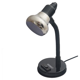                       Caleta Study Lamp for Students Metal Body Lamp, Living Room Bedroom Office Study Room | Captain Half Chrome Model Study Lamp (40 cm, Black)                                              