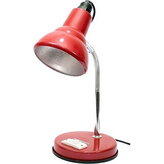                       Caleta Study Lamp for Students - New Jyoti Chrome Neck Model (Red) Study Lamp (14 cm, Red, Silver)                                              