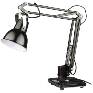                       Classic Sturdy Metal Body (All Black) Vintage Lamp for Study / Reading / Office / Work / Desk / Table                                              
