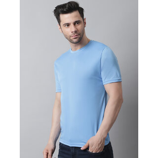                       THE MINI NEEDLE Mens Solid Blue Tshirt                                              