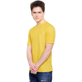                       THE MINI NEEDLE Mens Solid Yellow Tshirt                                              