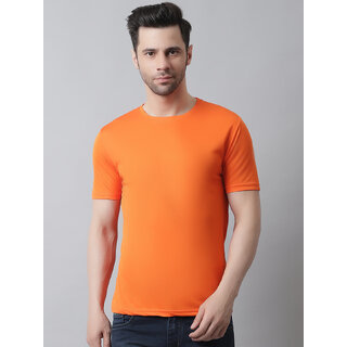                       THE MINI NEEDLE Mens Solid Orange Tshirt                                              