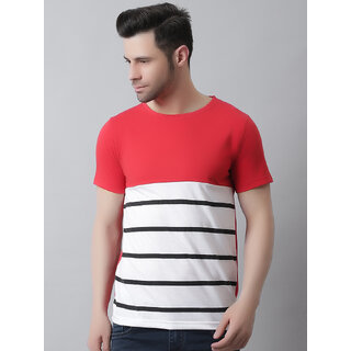 THE MINI NEEDLE Mens Striped Red Tshirt