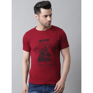                       THE MINI NEEDLE Mens Printed Maroon Tshirt                                              