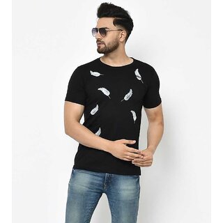                       THE MINI NEEDLE Mens Printed Black Tshirt                                              