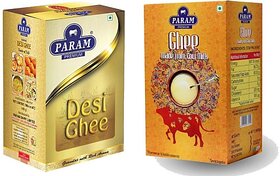 PARAM Premium Cow Ghee with Desi ghee for Better Immunity Pack of 500ml Each Ghee 1 L package (Pack of 2)