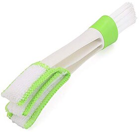 Purezo 2 Sided Microfiber Car Dashboard AC Vent Cloth Cleaning Wipe Outlet Window Grooves Microfiber Bristles Brush (Single Piece)