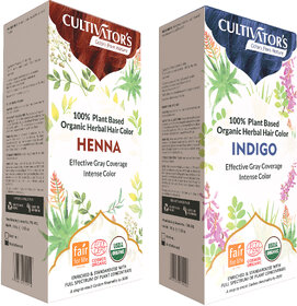 Cultivator's Organic Hair Color Kit- Two Step Natural Coloring Kit (Henna  Indigo)  (200 g)