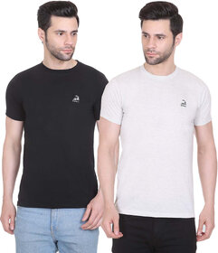 G BULL Men's Plain Solid Regular Fit Half Sleeve Pure Cotton Casual Wear Pack of 2(2PCBLK,WHITE-M)