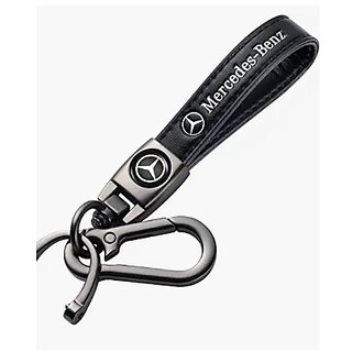                       Premium Mercedes Key chain/Key ring, Black Leather and Smoke Black Metal.                                              