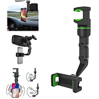                       QOCXRRIN C567 New Version-Car Phone Holder Mount Rearview Mirror Phone Holder for Car 360 Rotatable and Retractable Car Phone Holder Multifunctional Phone Mount for Car for All Mobile Phones                                              