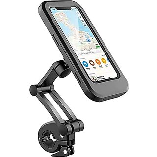                       DEVASAM Bicycle Phone Mount Waterproof Cell Phone Holder 360-Degree Motorcycle Phone Case 1 Universal Bicycle Handlebar Phone Mount with Sensitive Black Color Pack of 1                                              