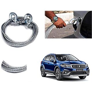                       Unipearl Car Auto| Full Steel |Towing Tow Cable Rope|2000kgs 6mm Heavy Duty |4Mtr for - Scross Facelift Color : Silver                                              