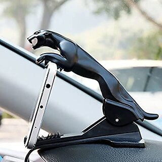                       Jaguar Design Hud Car Mobile Phone Holder Mount Stand 360 Degree Rotation Adjustable Clip Holder for Dashboard (Black)                                              