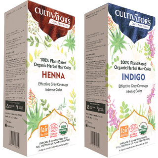                       Cultivator's Organic Hair Color Kit- Two Step Natural Coloring Kit (Henna  Indigo)  (200 g)                                              