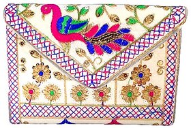 Hand Bag for Women - Handmade Rajasthani Embroidered Bags Clutch with Handle Purses for Ladies Girls