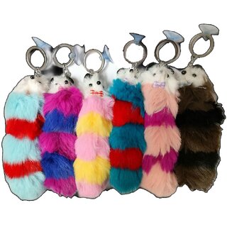                       Super Soft Hairy Squirrel Toy for car Hanging Accessories,Keyring with Sticky, Size Approx 6 inch (Random Design)                                              