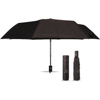 Aseenaa Auto Open 24 Inch Regular Umbrella For Rain With UV Protection - (Black)