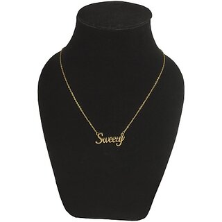                       Uniqon Golden Color Fancy  & Stylish Jar0142-01 Trending Valentine'S Day Special Metal Stainless Steel Sweety Name Letter Locket Pendant Necklace With Chain For Women'S And Girl'S Gift Jewellery Set Gold-Plated Stainless Steel                                              