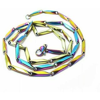                       Houseoftrendzz 2Mm Rainbow Finished Linked Chain For Mens Stainless Steel Chain                                              