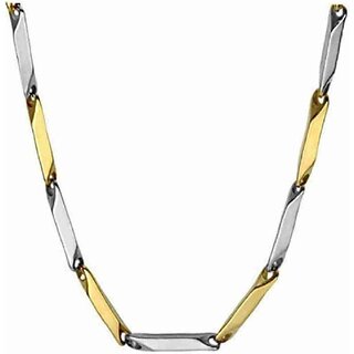                       R Jewels Gold-Silver Rice Special Neck Chain For Men  & Boys Pack Of 1 Titanium Plated Brass Chain                                              
