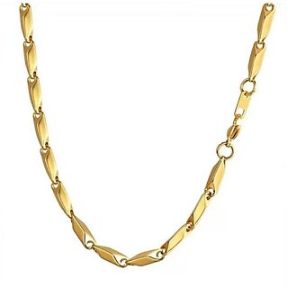                       Houseoftrendzz 2Mm Gold Finished Linked Chain For Mens Stainless Steel Chain                                              