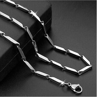                       Houseoftrendzz Stainless Steel Sterling Silver Plated Link Chain For Mens  & Womens (Pack Of 1 Piece) Sterling Silver Sterling Silver Plated Stainless Steel Chain                                              