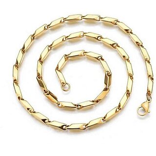                       Houseoftrendzz Gold Platted Stainless Steel Mens Neck Chain Mens Fasion Jewellery (Pack Of 1) Gold Silver Plated Stainless Steel Chain                                              
