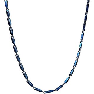                       Houseoftrendzz Titanium Blue Platted Stainless Steel Mens Neck Chain Mens Fasion Jewellery (Pack Of 1) Blue Silver Plated Stainless Steel Chain                                              