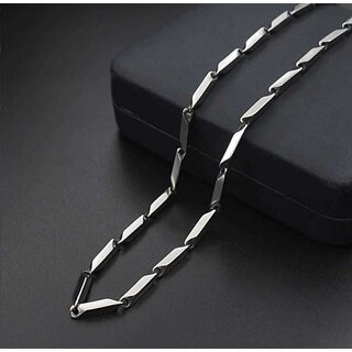                       R Jewels Silver Design Neck Chain For Men  & Boys Titanium Plated Stainless Steel Chain                                              
