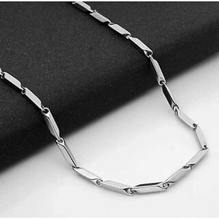                       R Jewels Dazzling Silver Color Solid Titanium Plated Ss Chain For Men Titanium Plated Alloy Chain                                              