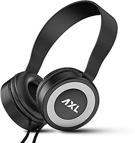 AXL AHP-01 Stereo Wired Headphones with in-Built Mic Soft Padded Earcups and 3.5mm Aux Connectivity - Black