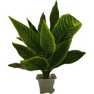 Artificial Money Plant Pot with Green Leaves for Home Living Room Bedroom Decorations (Green, 25cm Tall)