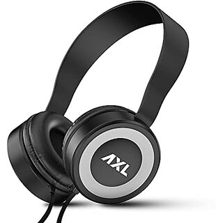                       AXL AHP-01 Stereo Wired Headphones with in-Built Mic Soft Padded Earcups and 3.5mm Aux Connectivity - Black                                              