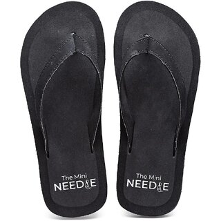                       The Mini Needle Men Comfortable Indoor Outdoor Fashionable Black Flip Flops                                              