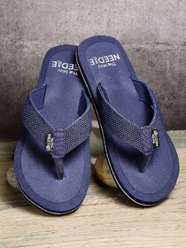 The Mini Needle Men Comfortable Indoor Outdoor Fashionable Blue Flip Flops