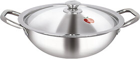 Dhara Stainless Steel Triply Kadai 5000 with Stainless Steel Lid