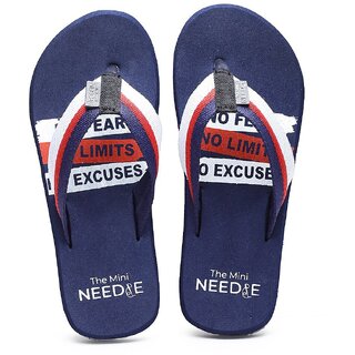                       The Mini Needle Men Comfortable Indoor Outdoor Fashionable Blue Flip Flops                                              