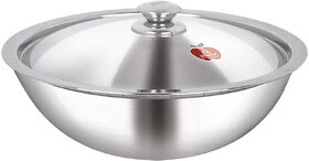 Dhara Stainless Steel Triply Tasla 2000 with Stainless Steel Lid 20 cm