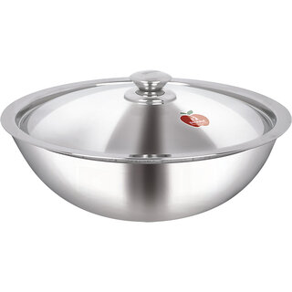                       Dhara Stainless Steel Triply Tasla 3500 with Stainless Steel Lid 26CM                                              