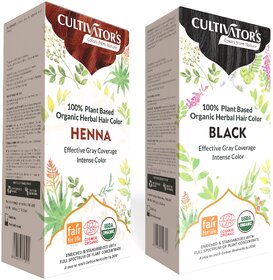 Cultivator's Organic Hair Color Kit- Two Step Natural Coloring Kit (Henna  Black)  (200 g)