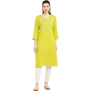                       Raabta Fashion Womens Green Cotton Blend Kurti                                              