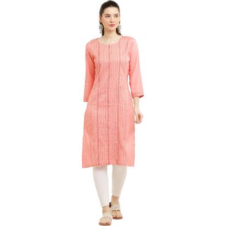                       Raabta Fashion Womens Pink Cotton Blend Kurti                                              