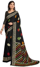 SVB Sarees Womens Black Colour Georgette Printed Saree With Blouse Piece