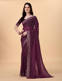 SVB Sarees Womens Purple Colour Embellished Bandhani Saree
